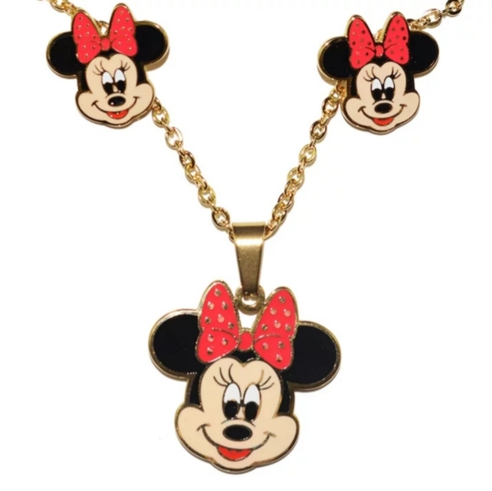 Minnie Mouse necklace and earrings set